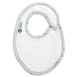 Μικρή σαλιάρα πετσέτας, λευκή, με ρέλι (Stars γκρι)