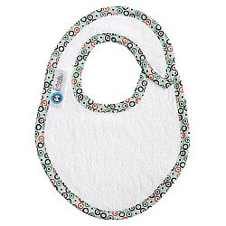 Μικρή σαλιάρα πετσέτας, λευκή, με ρέλι (Spots μέντα)