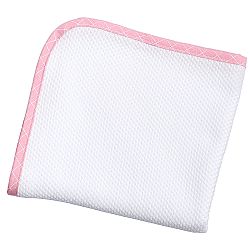 Πάνα πικέ κουκουτσάκι, λευκή, με ρέλι (Squares ροζ)